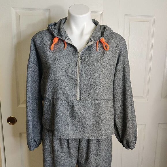 Zara tweed oversized crop 1/2 zip hoody jogger set M - Picture 4 of 11